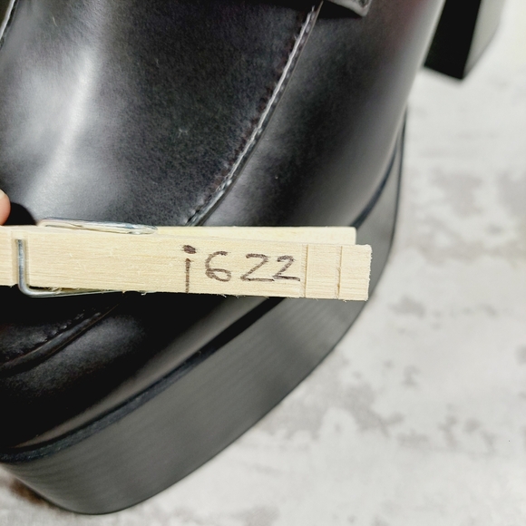 New SAM EDELMAN Rowe Platform Black Faux Leather Heeled Loafers i 622 - Picture 13 of 13